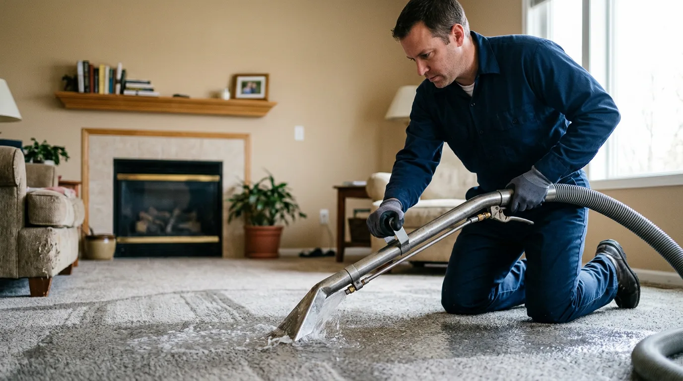 Water damage restoration technician working near New Lothrop, MI